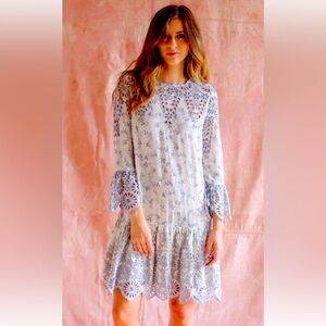 Ganni -Emile Dress - Blue Floral Voile Dress